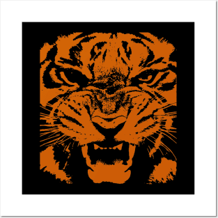 Tiger Vector Artistic Orange Face Cut Out Posters and Art